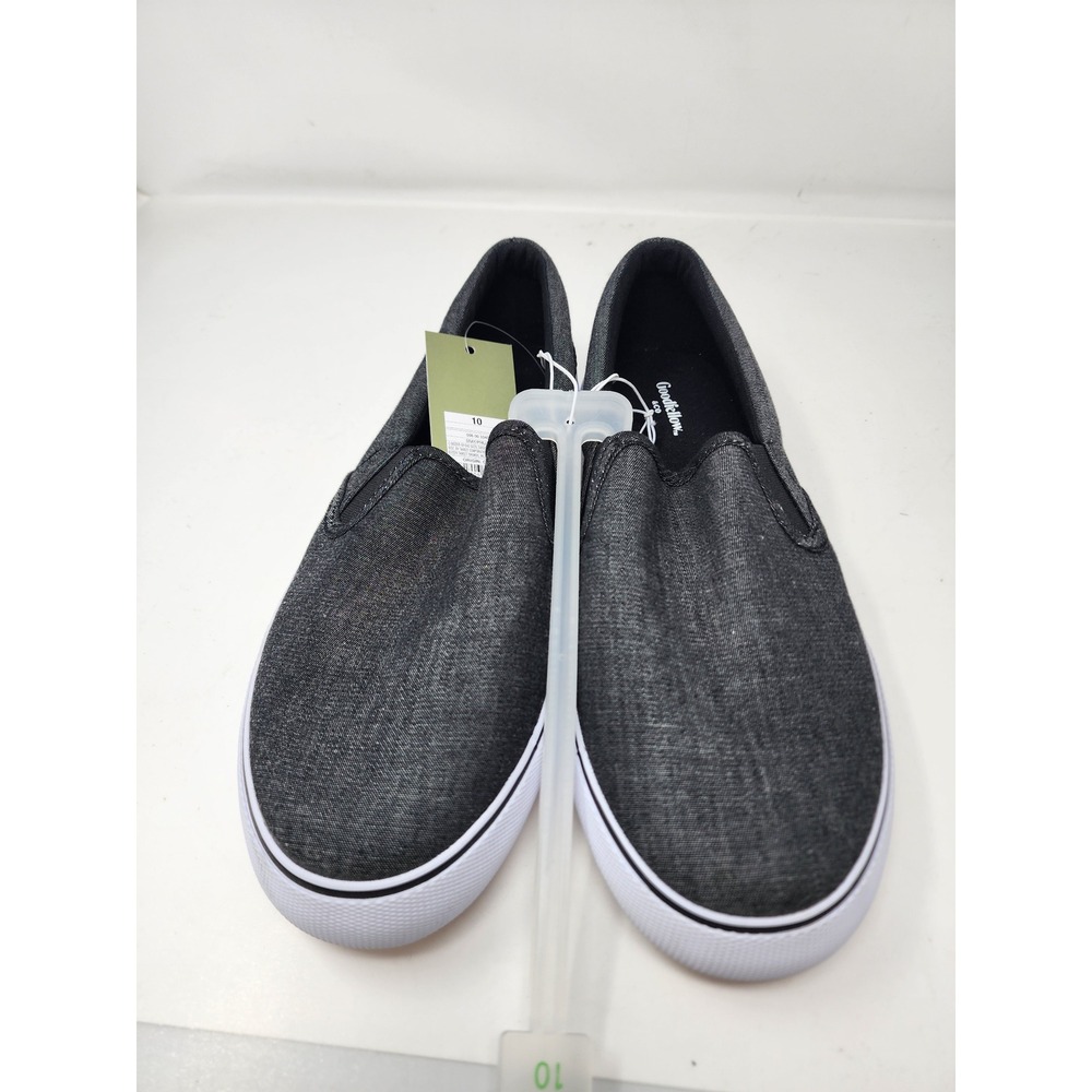 Goodfellow & Co Mens Low Top Slip On Sneakers Gray Canvas Casual Size 10